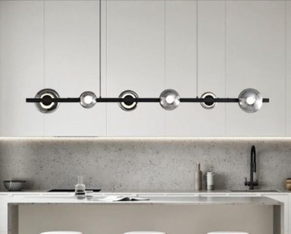 LUKANTE BLACK PENDANT LAMP WITH SMOKEY BLACK GLASS | MODERN COLLECTION